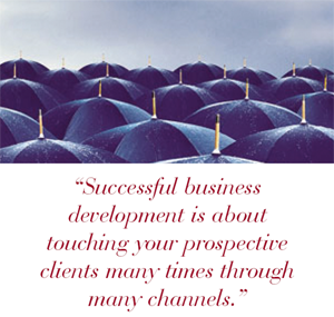 Successful business development is about touching your prospective clients many times through many channels.