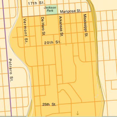 Potrero East of 101 Fwy Map