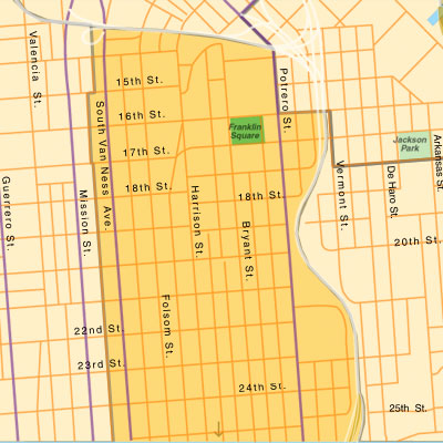 Potrero West of 101 Fwy Map